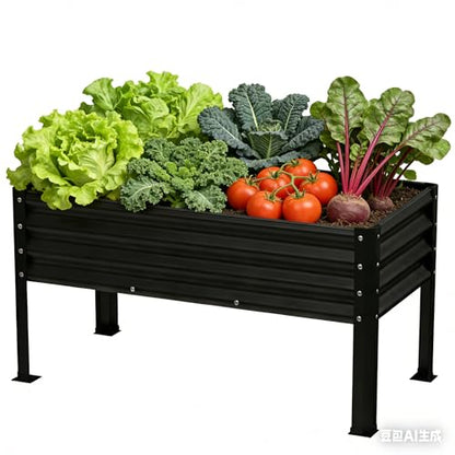 Large Galvanized Raised Garden Bed Outdoor with Legs, Load Capacity 1200LB, 48x26x30in Raised Garden Bed, for Backyard/Patio/Balcony/Gardening/Vegetables Flowers, Black - color: Black