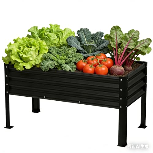 Large Galvanized Raised Garden Bed Outdoor with Legs, Load Capacity 1200LB, 48x26x30in Raised Garden Bed, for Backyard/Patio/Balcony/Gardening/Vegetables Flowers, Black - color: Black