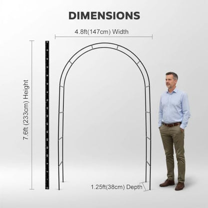 Thick Metal Garden Arch Rust-Proof Heavy Duty for Climbing Vines & Wedding - size: L