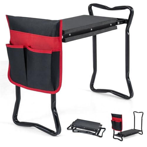 IRONMAX Foldable Garden Kneeler and Seat with Wide Soft Foam Pad, Black - color: Black, size: 16”L×8”W