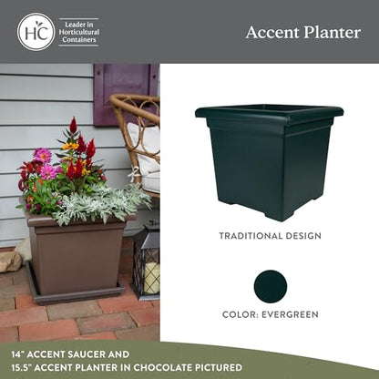 The HC Companies Accent Square Plant Pot, 12.5 Inch, Evergreen, 2-Pack - color: Evergreen, size: 12.5" (Pack of 2)