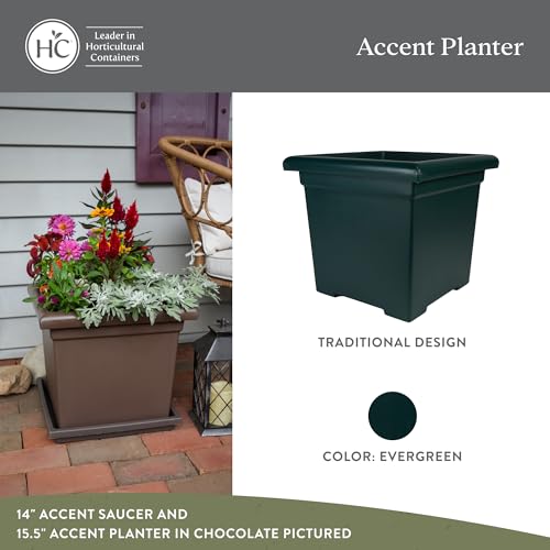 The HC Companies Accent Square Plant Pot, 12.5 Inch, Evergreen, 2-Pack - color: Evergreen, size: 12.5" (Pack of 2)