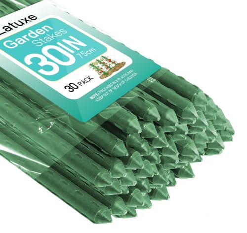 Garden Stakes 30in, Plastic Coated Steel Plant Stakes 30pcs Specifically Designed for Climbing Plants, Ideal for Tomatoes, Beans, Cucumbers, Peppers, Vines, and More Plant Growth - size: 30in, 30 of pack