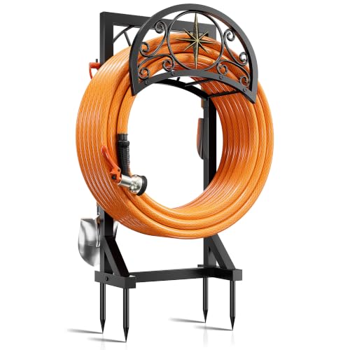 Garden Hose Holder 130FT Decorative Freestanding Water Hose Holder Storage with 4 Spikes for Outside