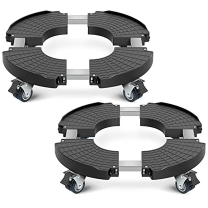 VANCASTLE Plant Caddy with Lockable Wheels 15-22'' Adjustable Plant Stand - color: Black, size: 2