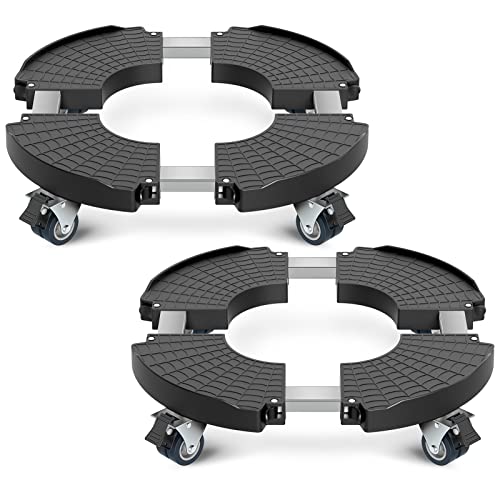VANCASTLE Plant Caddy with Lockable Wheels 15-22'' Adjustable Plant Stand - color: Black, size: 2