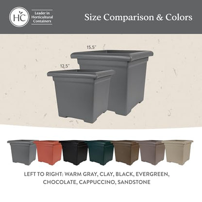 The HC Companies Accent Square Plant Pot, 12.5 Inch, Sandstone, 2-Pack - color: Sandstone, size: 12.5" (Pack of 2)