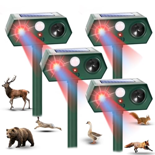 Sonic Fortress Pro Deer Repellent, 4Pack Solar Animal Repeller Outdoor