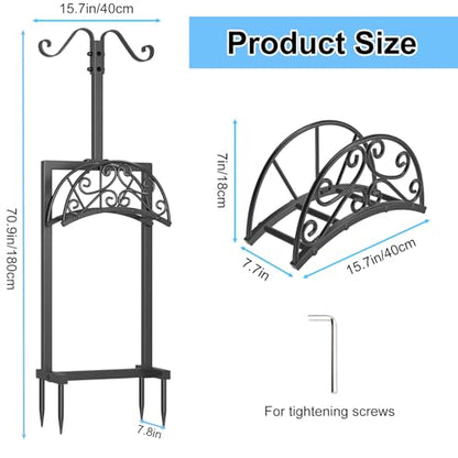Garden Hose Holder, Freestanding Hose Reel Stand with Shepherd Hook - style: Floral with Shepherds Hooks