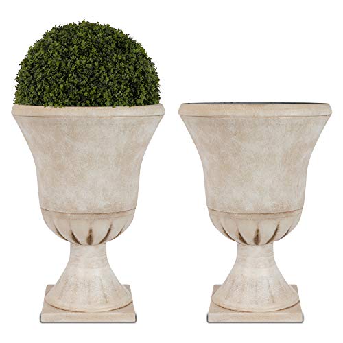 Worth 22'' Tall Urn Planters for Outdoor Plants Set of 2, Large Flower Pots - color: Beige