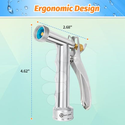 AUTOMAN Full Size Garden Hose Nozzle, 2 Pack High Pressure Pistol Grip Water Nozzle Sprayer with Threaded Front, Adjustable Spray Water Flow for Washing Car, Cleaning Ground, Watering Plants - size: 2 Pack, style: Zinc Alloy