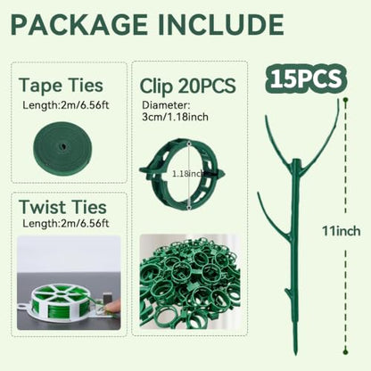 15 Pack Adjustable Stackable Monstera Plant Support Poles Garden Stakes