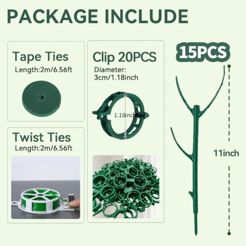 15 Pack Adjustable Stackable Monstera Plant Support Poles Garden Stakes