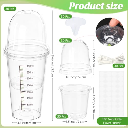 30 Pack 3.5" Self Watering Propagation Pots, Seed Starter Cups with Dome - size: 3.5 Inches