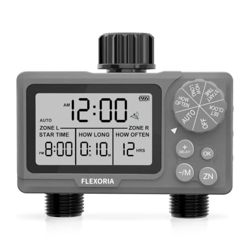 Digital programmable Water Timer, Hose Watering Timer for Garden, Dual outlets