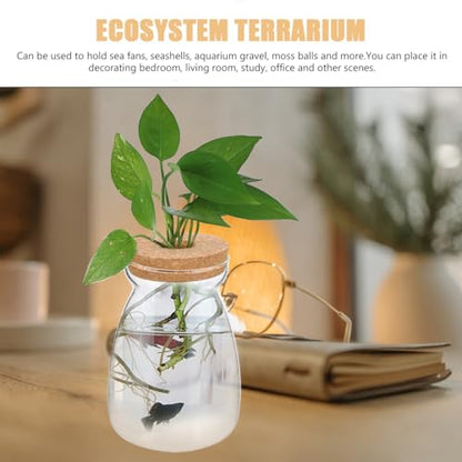 ULTECHNOVO Large Glass Plant Terrarium with Hole Lid - 6.3" Trapezoid Hydroponic Propagation Vase - Clear Desktop Planter Station for Indoor Water Plants, Monstera, Pothos Cuttings - size: 17.6 Ounces