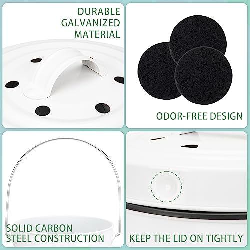 MUMTOP Compost Bin for Kitchen Countertop,1.3 Gal Metal Compost Container - color: White