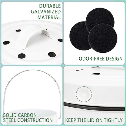 MUMTOP Compost Bin for Kitchen Countertop,1.3 Gal Metal Compost Container - color: White