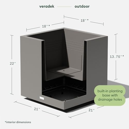 Veradek Block Series Cube Planter - Square Outdoor Planter - color: Gray, size: Medium - 2 Pack