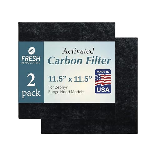 Fresh Headquarters Activated Charcoal Filter For Range Hood - Premium Carbon Filter 11.5" x 11.5" Range Hood Filters Replacement for Zephyr Models - For Odor & Grease Control - 2-pack