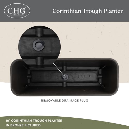 Corinthian Rectangular Planter Box w/Drain Plug, 10" Desert Tan