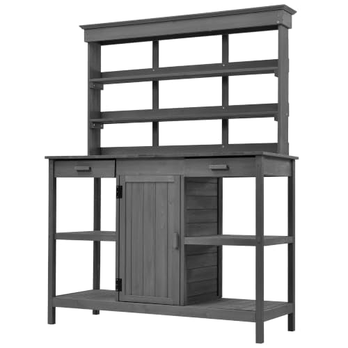 66" Large Outdoor Farmhouse Wooden Potting Bench Table