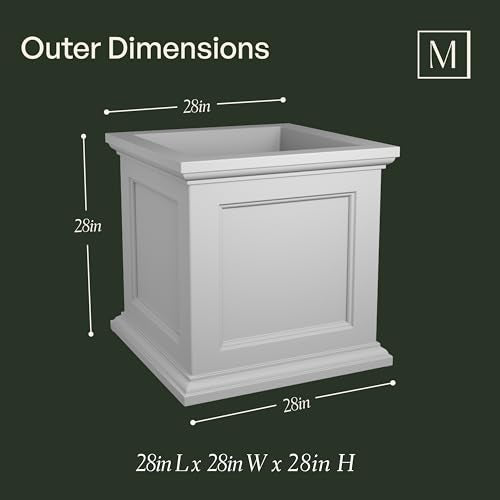 Mayne Fairfield 28in Square Planter, Black - color: Black, size: 28in