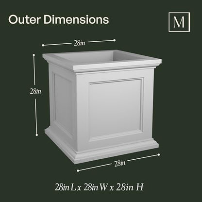 Mayne Fairfield 28in Square Planter, Black - color: Black, size: 28in