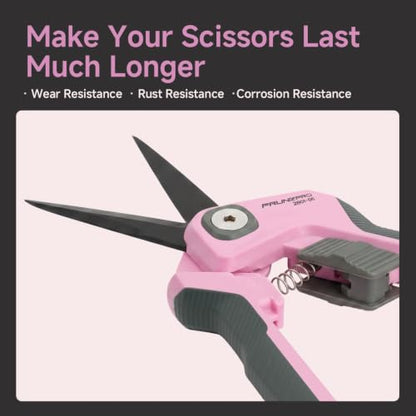 PrunePro Pruning Shears Scissors Set - Professional German Stainless Steel Hand Pruner Anti-Break Lock Ergonomic Garden Scissors for Branches Herb Flower Bonsai Garden Clipper - color: Pink