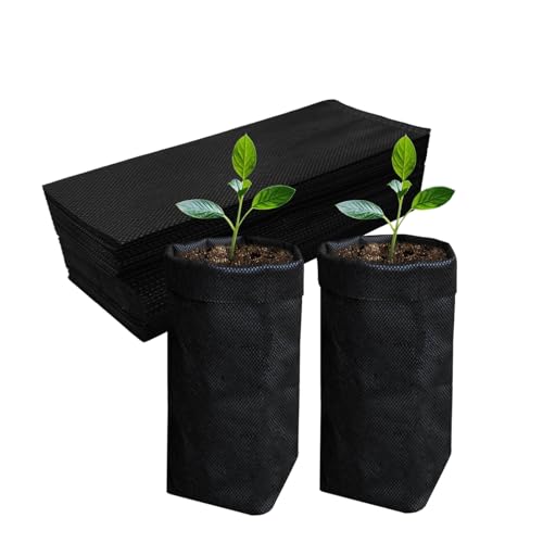 Belit 50 Pcs 10.2" H Deep Nursery Grow Bags, Non-Woven Plants Pots Container for Starting Rooted Plants Vegetable, Flower, Seedling Tree, Black - color: Black, size: 50 Pcs 7.5"x10.2"