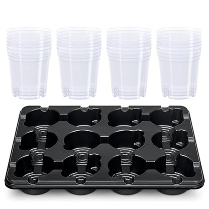 homenote 2 Pack 12 Cell Seed Starter Trays with 24 Clear 4 Inch Plant Pots - size: 4 Inch, style: 2 Pack Seed Starter Tray+Nursery Pots