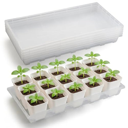 RooTrimmer 1020 Nursery Pot Trays 5 Pack, Transparent Plastic Flat Seed Starter Tray, Durable Square Seedling Starting Tray for Holding and Carrying Plant Pots (Clear) - color: Clear, size: TP1020-5P