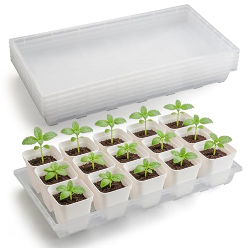 RooTrimmer 1020 Nursery Pot Trays 5 Pack, Transparent Plastic Flat Seed Starter Tray, Durable Square Seedling Starting Tray for Holding and Carrying Plant Pots (Clear) - color: Clear, size: TP1020-5P