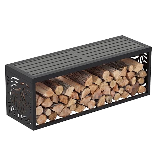 47" Outdoor Storage Bench, HDPE Seat, Steel Frame, Summer - style: Summer Breeze