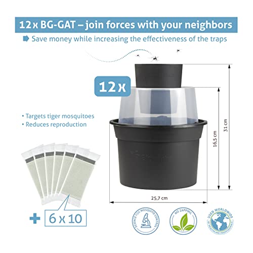 Biogents GAT2 Mosquito Trap – Non-Electric, Eco-Friendly Egg-Laying Trap for Tiger Mosquito Control – 12 Traps with 10 Sticky Cards for Outdoor Breeding Prevention - size: Set of 12