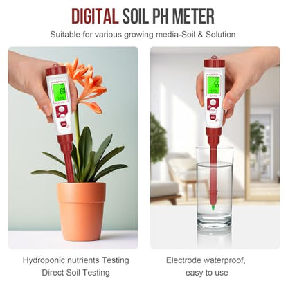 Digital pH Meter with Calibration Kits for Soil Water Food