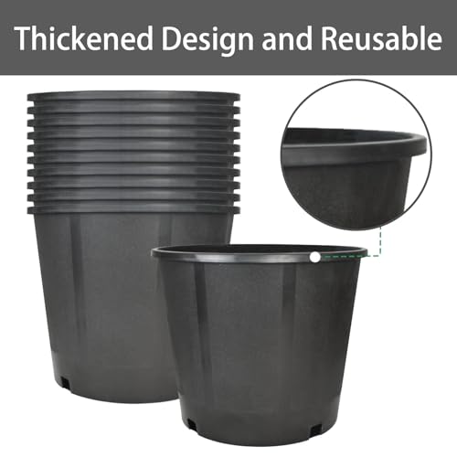 3 Gallon Nursery Pot 10-Pack 3 Gallon Plastic Garden Planter Pots Flower Seedling Injection Molded Container Seed Starting Pot Set for Indoor Outdoor Plants Seedlings Vegetables Black - size: Standard 3 Gallon