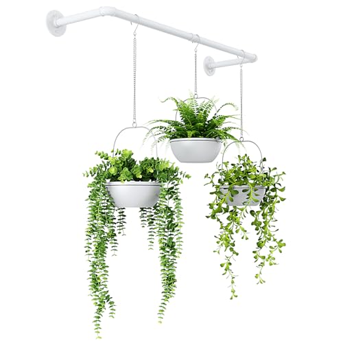Bamworld Hanging Planters for Indoor Plants Plant Hanger Indoor Hanging Plant Holder Window Plants Shelves Metal Rod(Pot&Chains Not Included) 36.2in White - color: White, size: 36.2 Inch (pots not included)