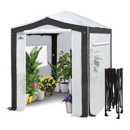 EAGLE PEAK 8x6 Walk in Pop Up Greenhouse, Gray/White - color: Gray/White, size: 8x6