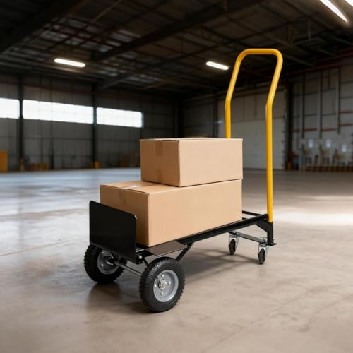 Heavy Duty Hand Truck Cart and Dolly for Yard & Garden, 2 in 1 Convertible, 330 lbs Capacity, Rigid Steel Frame Moving Dolly Cart with Removable Handle for Outdoor & Jobsite Hauling - size: Hand Truck and Dolly