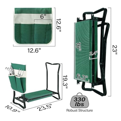 BDL Garden Kneeler Seat with Upgraded Thicken Kneeling Pad and 1 Large Tool Pouch, Foldable Stool 330lb Capacity-Protects Your Knees, Clothes from Dirt & Grass Stains - size: King Kneeler