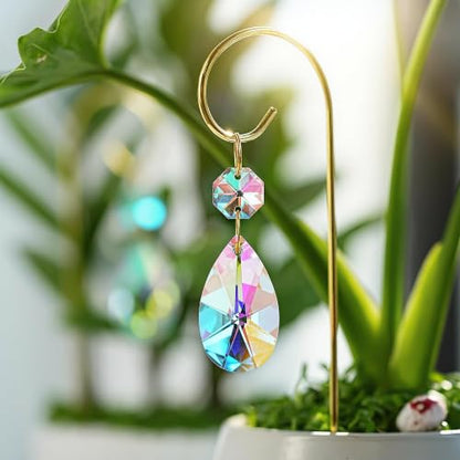 7.5'' Small Trellis for Potted Plants Indoor Accessories Decorations,4pcs - style: 4pcs-Gold-Crystal Prisms