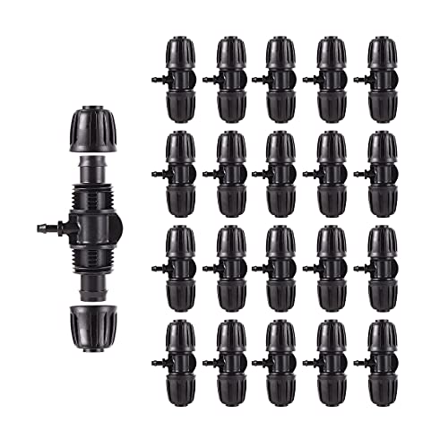 20 Pcs Barbed Tee 1/2 Inch to 1/4 Inch Irrigation Tube Fittings - size: 1/2 inch to 1/4 inch Barbed Tee