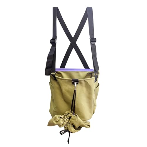 Large Adjustable Canvas Fruit Picking Bag for Orchard Farm Garden - color: Khaki