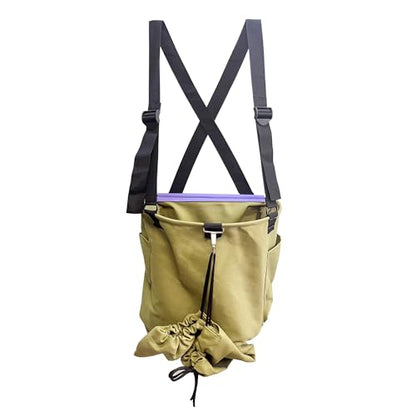 Large Adjustable Canvas Fruit Picking Bag for Orchard Farm Garden - color: Khaki