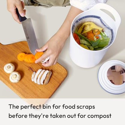 Carrotez Compost Bin for Kitchen Countertop, 0.8 Gallon (3 Liter) - White - color: White