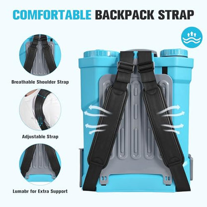Battery Powered Backpack Sprayer 5.3 Gallon, 0-100 PSI Adjustable Pressure Sprayer with 2 * 3.0A Batteries, Electric Sprayer with Telescopic Wand and 5 Nozzles for Lawn, Garden, Yard