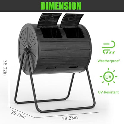 PatioZen Compost Bin 43 Gallon Outdoor, Black - color: Black, size: 43 Gallon