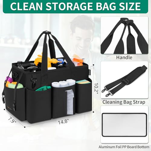 IBVIVIC Wearable Cleaning Caddy Bag, Cleaning Supplies Organizer, Black - color: Black