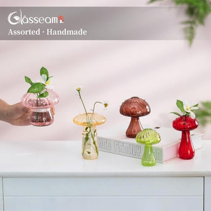 Glasseam Mushroom Plant Propagation Station: 5 Pcs Glass Mini Terrarium - color: Colorful, size: 5